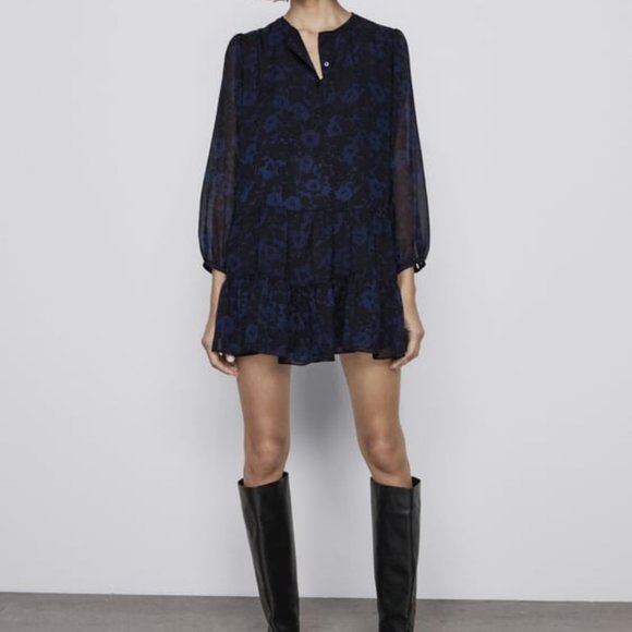 NWT Zara Printed Mini Dress Sz S - Picture 1 of 4